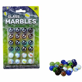 Stikla Bumbiņas uz Kartes - 24 Gab. (16mm)