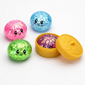 RAGE - Spīdīgi mīkstie pelmeņi SQUISHY MAZI (Izm. 5.5 x 5.5 x 3 cm) - Virālās 2026. gada fidget rotaļlietas (24 gab.)