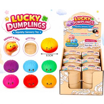 RAGE - LUCKY DUMPLINGS - Squishy Bun Dumplings LIELI Izm. 8.5 x 8.5 x 4.8 cm - DISPLEJĀ (12 gab.)