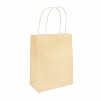 Papīra maisiņi ar rokturiem - 14x21x7 cm - Krāsa: Ziloņkaula (24 gab.)