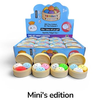 RAGE - Squishy MINI&rsquo;S EDITION Bun Dumplings MAZĀS (5.3 x 5.3 x 4.1 cm) Viral 2026 Fidget rotaļlieta (24 gab.)
