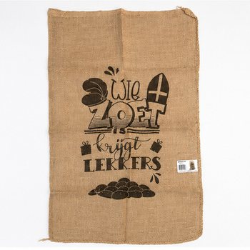 LIELS SINTERKLĀSA DŽUTAS MAISS - AR TEKSTU: WIE ZOET IS KRIJGT LEKKERS - Apt. 60 x 100 cm (1 gab.)