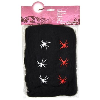 Melns Zirnekļtīkls Helovīnam 100g ar 6 Zirnekļiem (6 gab.)