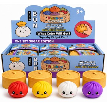 RAGE - Squishy SUGAR EDITION Bun Dumplings LIELI (8.5 x 8.5 x 4.8 cm) - Viral 2026 Fidget rotaļlieta (12 gab.)