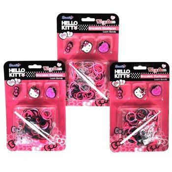Gumiju rokassprādžu izgatavošanas komplekts ar piekariņiem Hello Kitty (12 gab.)