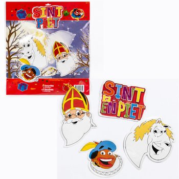 SINTERKLAAS SINT & PIET - ABPUSĒJU DEKORATĪVO PLĀK&Scaron;ŅU KOMPLEKTS, 4 DAĻAS (6 gab.)