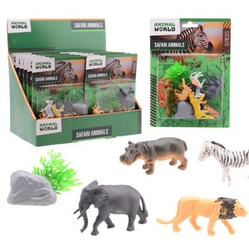 ANIMAL WORLD - SAFARI DZĪVNIEKU ROTAĻU KOMPLEKTS 10 DAĻAS UZ KARTES - DISPLEJĀ (12 gab.)