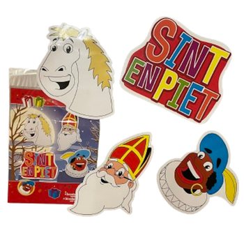 SINTERKLAAS SINT & PIET - ABPUSĒJU DEKORATĪVO PLĀKŠŅU KOMPLEKTS, 4 DAĻAS (6 gab.)