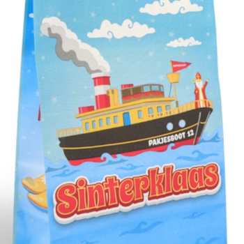 Papīra dāvanu maisiņi Svētā Nikolaja (Sinterklaas) - 16x8x22 cm (12 gab.)