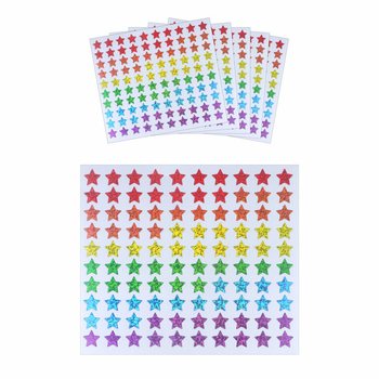 FUN STICKERS - KRĀSAINU ZVAIGŽŅU UZLĪMES - 100 UZLĪMES LOKSNĒ (5 gab.)