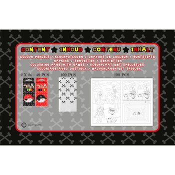 PILNS HORECA KOMPLEKTS PIRĀTS - 48x zīmuļu komplekti + 100x krāsojamās lapas + 100x salvetes (248 gab.)