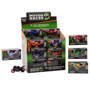 MOTOCIKLS SUPER SPORT DIE CAST, MĒROGS 1:24 DISPLEJĀ (24 gab.)