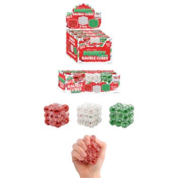 SQUEEZY GLITTER BAUBLE KUBI - AR VIZUĻIEM - 3 KUBIŅU KOMPLEKTS - SUGAR PILDĪJUMS - DISPLEJĀ (6 GAB.)