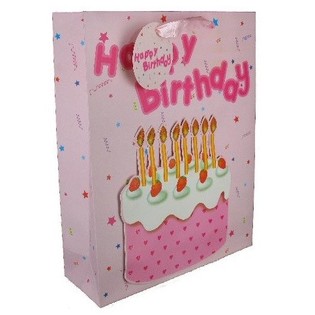 Dāvanu maisiņ&scaron; Happy Birthday Rozā (12 gab.)