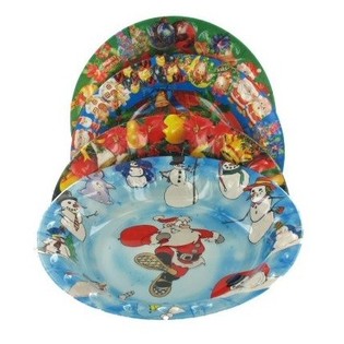 Dziļie Plastmasas Ziemassvētku &Scaron;ķīvji (9 gab.)