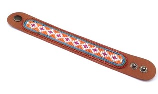 Ādas aproce Aztec ar sarkaniem akmeņiem (1 gab)