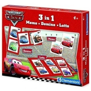 DISNEY PIXAR CARS TRĪS VIENĀ SPĒĻU KOMPLEKTS - MEMO - DOMINO - LOTTO