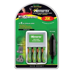 MEMOREX PRO 9660 - Lādētājs + 4x Uzlādējamās AA Baterijas (1 gab.)