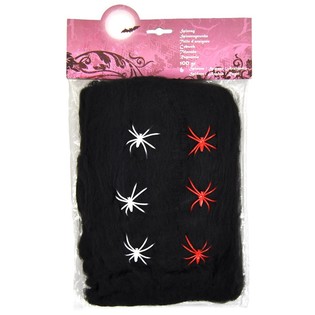 Melns Zirnekļtīkls Helovīnam 100g ar 6 Zirnekļiem (6 gab.)