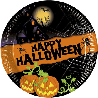 8 gab. Vienreizlietojamo Šķīvju Komplekts - Modelis: Happy Halloween (6 kompl.)