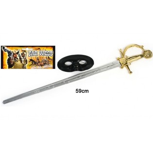 Zorro maskas un zobena komplekts - 59 cm (6 gab.)
