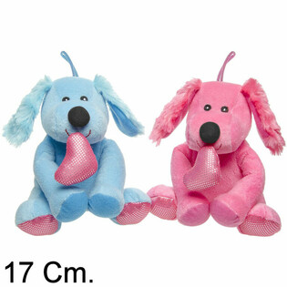 PLĪ&Scaron;A SUNS AR SIRDI - 17 CM - KRĀSU MIX (12 gab.)
