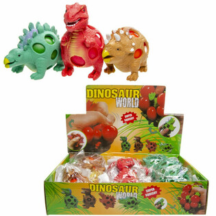 Saspiežama dinozaura sieta bumba "Squishy Mesh" - stends (12 gab.)