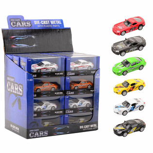 DIE CAST SUPER SPORTA AUTOMAŠĪNAS, MĒROGS 1:43 DISPLEJĀ (24 gab.)