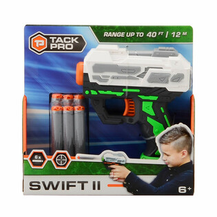 Tack Pro Swift II šautriņu pistole ar 6 mīkstajām šautriņām