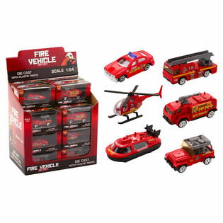 DIE CAST - UGUNSDZĒSĒJU MAŠĪNU MIX - MĒROGS 1:64 - DISPLEJĀ (24 gab.)