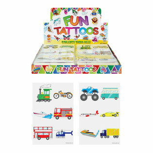 FUN TATTOOS - MODELIS: TRANSPORTLĪDZEKĻI DISPLEJĀ (96 gab.)