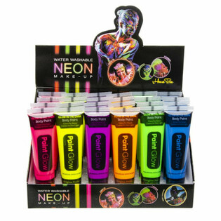 NEON Glow in the Dark Sejas Krāsas - UV Aktīvas (Display 24 gab)