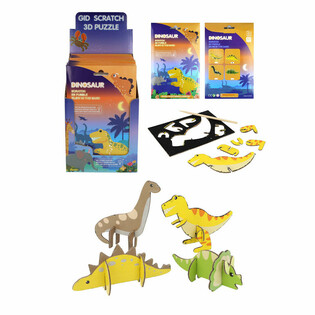 SCRATCH 3D Dinozauru puzles - Displejs (18 gab.)