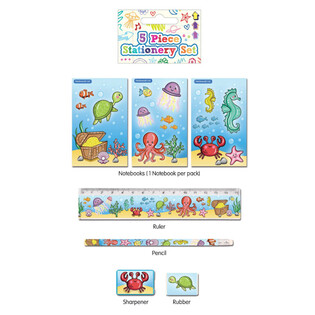 5 daļu rakstāmlietu komplekts Sea Life (24 gab.)