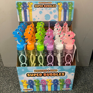 Ziepju burbuļu nūjiņas Vienradzis un Dinozaurs - 120ml - 24 gab