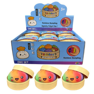 RAGE - RAINBOW Squishy Bun Dumplings LIELI (8.5 x 8.5 x 4.8 Cm) - Virālais 2026 Fidget Toy (12 gab.)