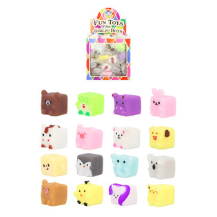 Mīkstās rotaļlietas &bdquo;Squishy Cube Animals&ldquo; laimes akām displejā (96 gab.)