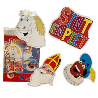 SINTERKLAAS SINT & PIET - ABPUSĒJU DEKORATĪVO PLĀKŠŅU KOMPLEKTS, 4 DAĻAS (6 gab.)