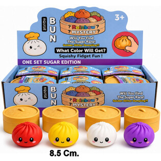 RAGE - Squishy SUGAR EDITION Bun Dumplings LIELI (8.5 x 8.5 x 4.8 cm) - Viral 2026 Fidget rotaļlieta (12 gab.)