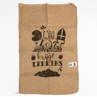 LIELS SINTERKLĀSA DŽUTAS MAISS - AR TEKSTU: WIE ZOET IS KRIJGT LEKKERS - Apt. 60 x 100 cm (1 gab.)